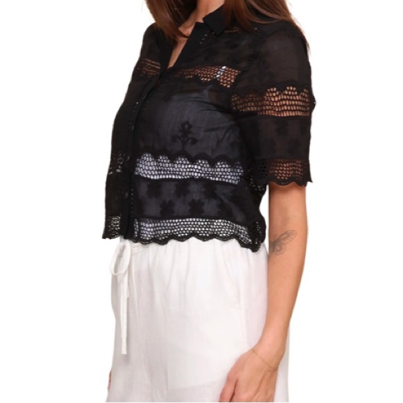 Heartloom Black Lace Button-Up Top - Picture 2 of 6